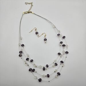 2000s Jewelry Floating Illusion Set Necklase And Earrings